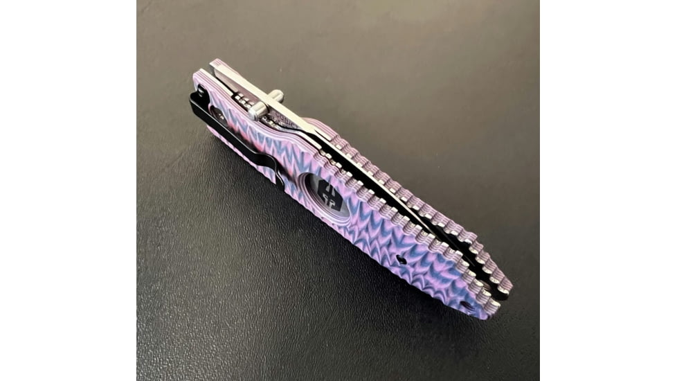 Hoffner Knives Folding Knife, 3.5in, 440c, Spear Point Blade, Chiseled Valkyrie Grip, Silver Smooth Blade, FK-S3SBS-CPG