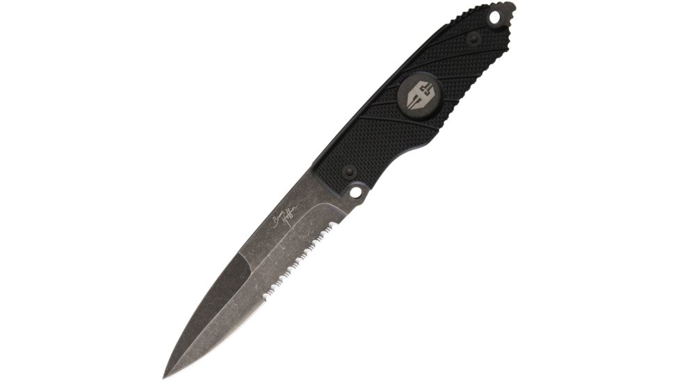 Hoffner Knives Hand Spear Black Blade Fixed Blade Knife, 4.875in, 440C Steel, Spear Point, Black, G10 Handle ATA04