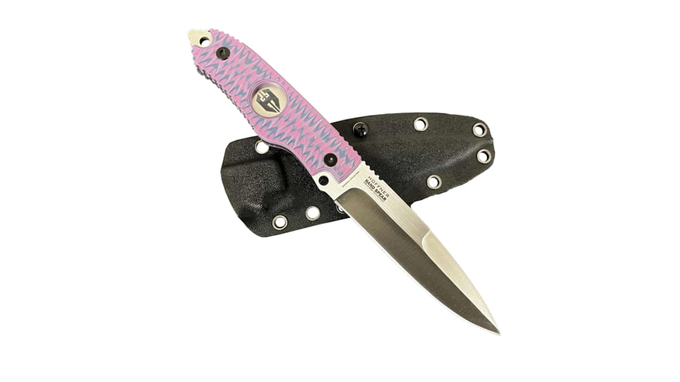 Hoffner Knives Hand Spear Fixed Blade Knife, 5in, 440C Steel, Chiseled Valkyrie Ops Grip, Silver Smooth Blade, Black, HS-S5SBS-CPG