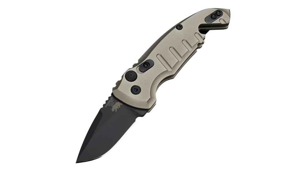 Hogue A01-Microswitch 1.95in Drop Point Blade, Black Finish, Alum Frame, Matte Flat Dark Earth, 24127