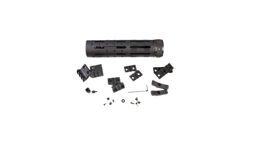 Hogue AR-15/M-16 Knurled Aluminum OAL 3 Gun Free Float Forend Extension, 8in. Overall Length w/Accessories, Black, 190593