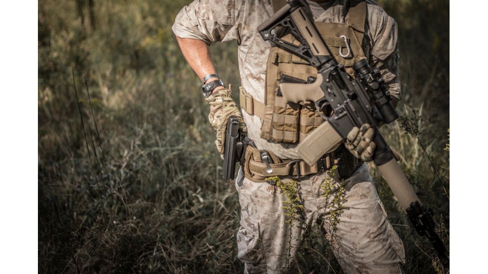 Hogue AR15/M16 Kit, Finger Groove Beavertail Grip, Rifle Length Forend w/ Accessories and OverMold Collapsible Buttstock, w/ Mil-Spec Buffer Tube and Hardware, Flat Dark Earth