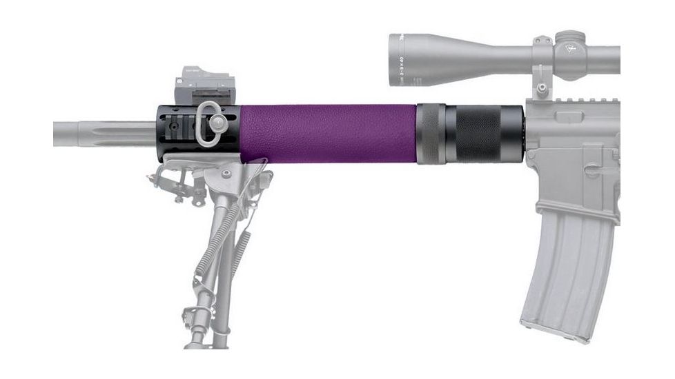 HOGUE AR15/M16 Rifle Length Free Float Forend w/ OverMold Gripping area and Accessory Attachments Purple, Purple 15674