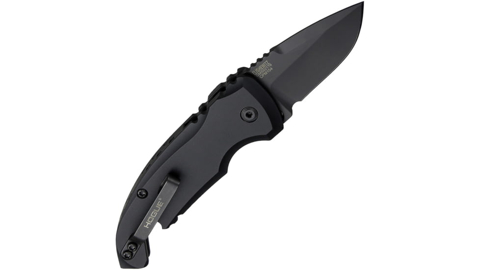 Hogue A01 MicroSwitch Automatic Folding Knives, 1.95in, CPM 154 Stainless Steel Black Cerakote, Drop Point Blade, Matte Black Aluminum Handle, 24126