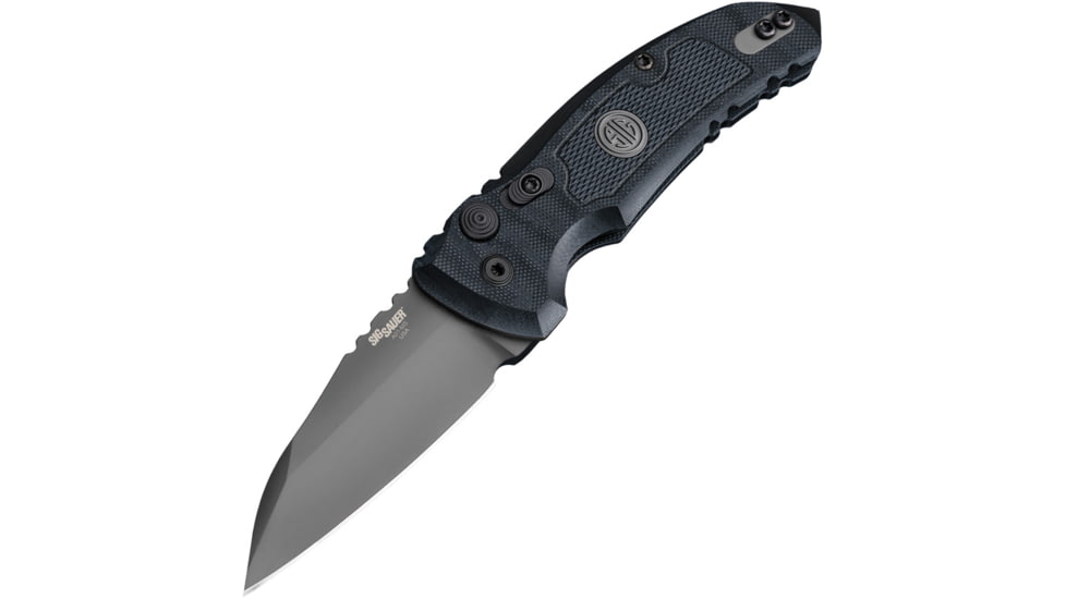 Hogue A01 MicroSwitch Automatic Folding Knives, 2.75 in, CPM 154 Stainless Steel Grey Cerakote, Wharncliffe Blade, Solid Black G10 Handle, 16102