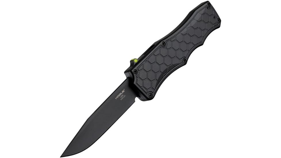 Hogue Auto Exploit Out-The-Front Automatic Folding Knives, 3.5in, CPM S30V Stainless Steel Black PVD, Clip Point Blade, Matte Black Aluminum Handle, 34057