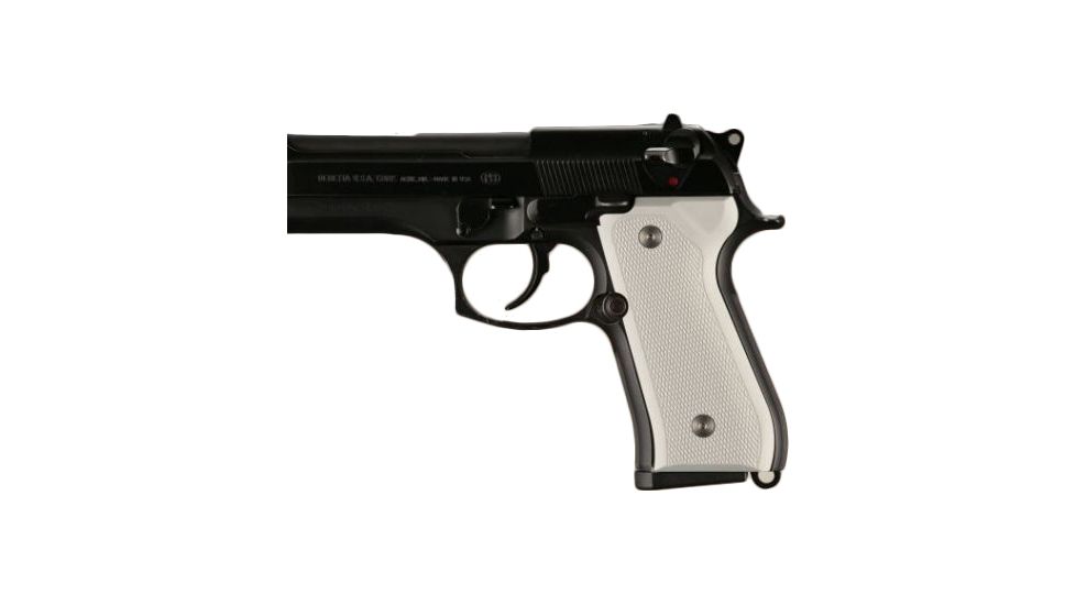Hogue Beretta 92 Checkered Aluminum - Matte Clear Anodized 92174