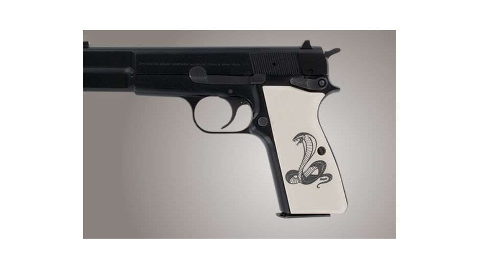 Hogue Browning Hi Power Scrimshaw Ivory Polymer Cobra Snake 09025