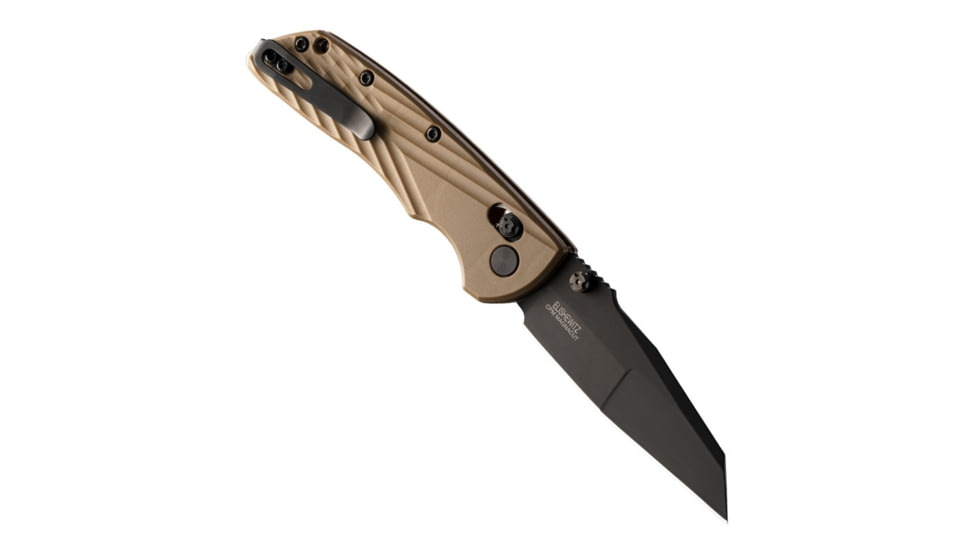 Hogue Deka Folding Knife, 3.25 in CPM MagnaCut Stainless Steel Wharncliffe Blade, Black Cerakote, Flat Dark Earth Glass Fiber Reinforced Polymer Handle, 24367
