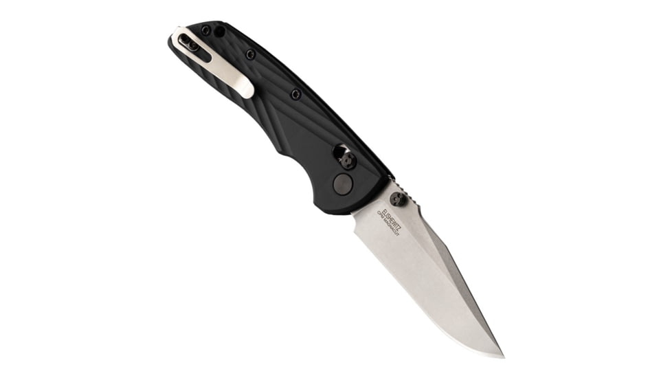 Hogue Deka Folding Knife, 3.25 in CPM MagnaCut Stainless Steel Clip Point Blade, Stone Tumbled, Black Glass Fiber Reinforced Polymer Handle, 24379