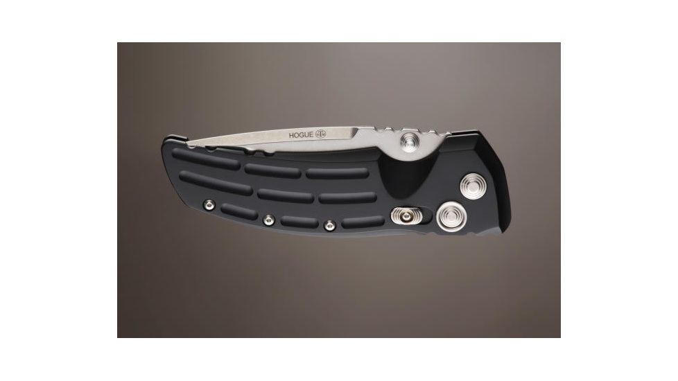 Hogue EX-01 4in Tactical Folder Drop Point Blade Tumble Finish Alum Frame - Matte Black 34150