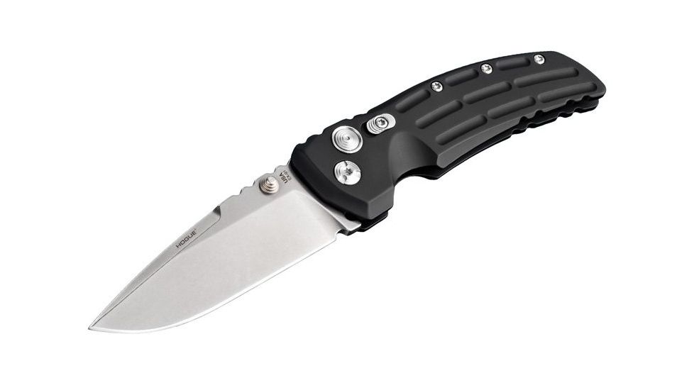 Hogue EX-01 4in Tactical Folder Drop Point Blade Tumble Finish Alum Frame - Matte Black 34150