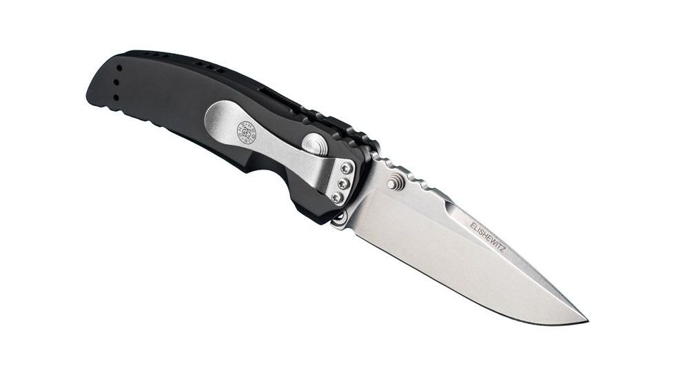 Hogue EX-01 4in Tactical Folder Drop Point Blade Tumble Finish Alum Frame - Matte Black 34150