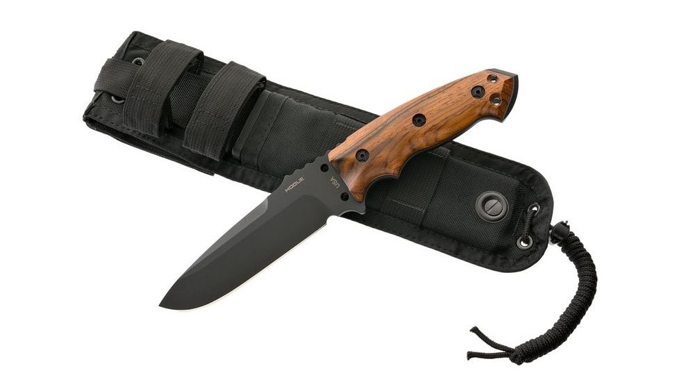 Hogue EX-F01 5 1/2in. Fixed Drop Point Blade A-2 Black Kote Wood Scales, Coco Bolo 35176
