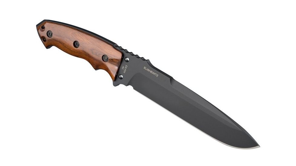 Hogue EX-F01 7in. Fixed Drop Point Blade A-2 Black Kote Wood Scales, Coco Bolo 35156