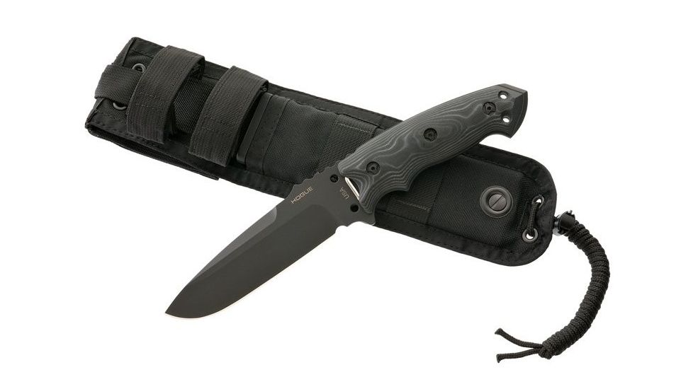 Hogue EX-F01 Fixed Blade Knife w/ 5.5in Drop Point Blade &amp; G-10 G-Mascus Black Handle