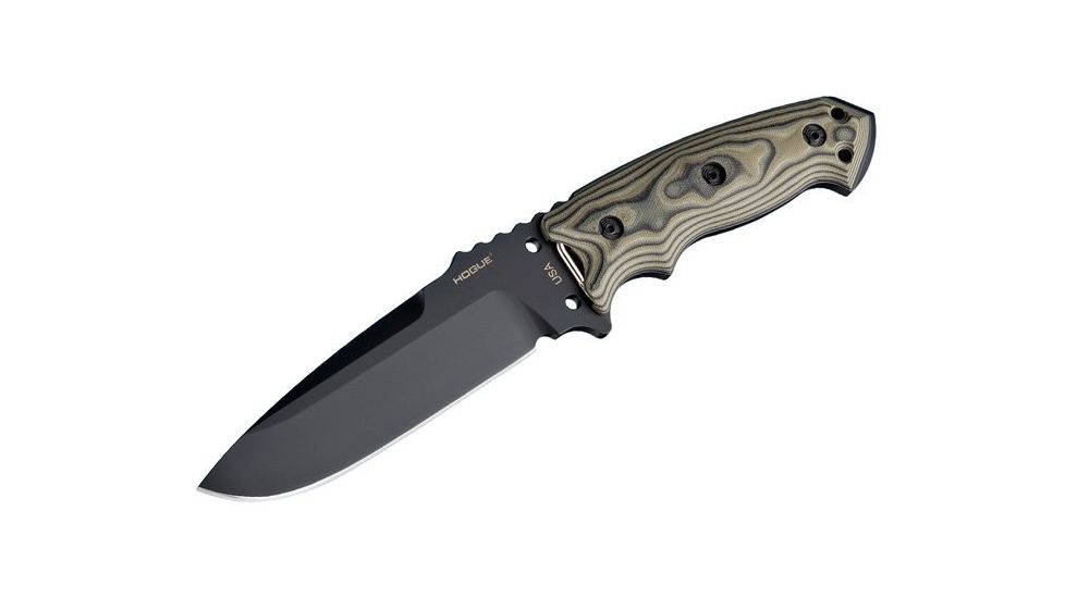 Hogue EX-F01 Fixed Blade Knife w/ 5.5in Drop Point Blade &amp; G-10 G-Mascus Green Handle