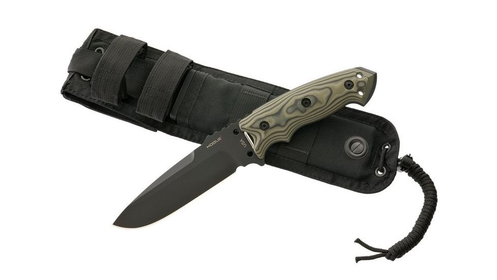Hogue EX-F01 Fixed Blade Knife w/ 5.5in Drop Point Blade &amp; G-10 G-Mascus Green Handle