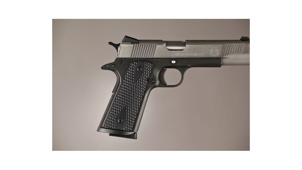 Hogue Govt. Model S&amp;A Mag Well Piranha Grip G-10 - Solid Black 45129