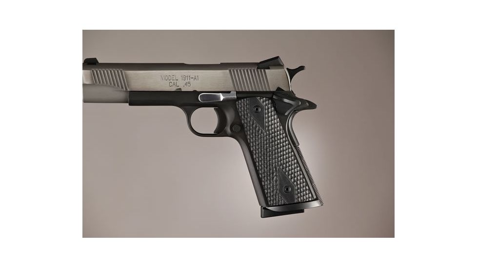 Hogue Govt. Model S&amp;A Mag Well Piranha Grip G-10 - Solid Black 45129