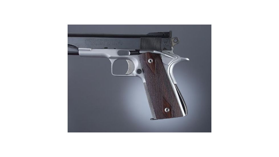 Hogue Govt. Model Rosewood S&amp;A Mag, Ambi. Cut, Checkered 45931