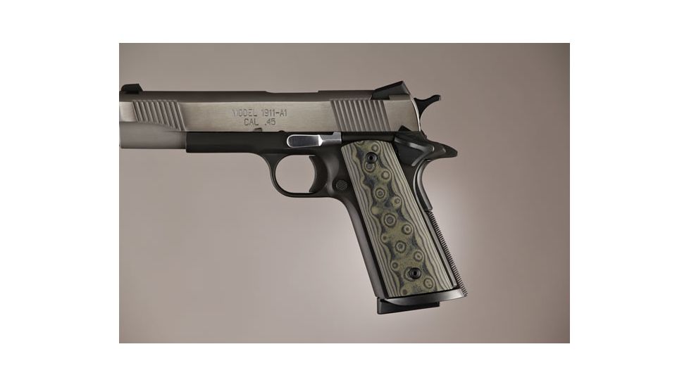 Hogue Govt. Model S&amp;A Mag Well G-10 - G-Mascus OD Green Camo 45148
