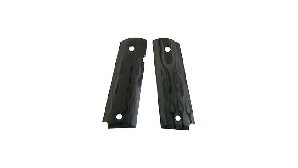 Hogue Handgun Grip, Flames Aluminum, Black - Colt Gov't - 45130