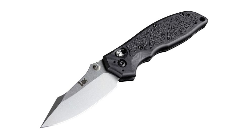 USED Hogue HK Exemplar 3.25in Pivot Lock Folder Clip Point Blade, Tumbled Finish, G10 Scales, Black, 54156, EDEMO1