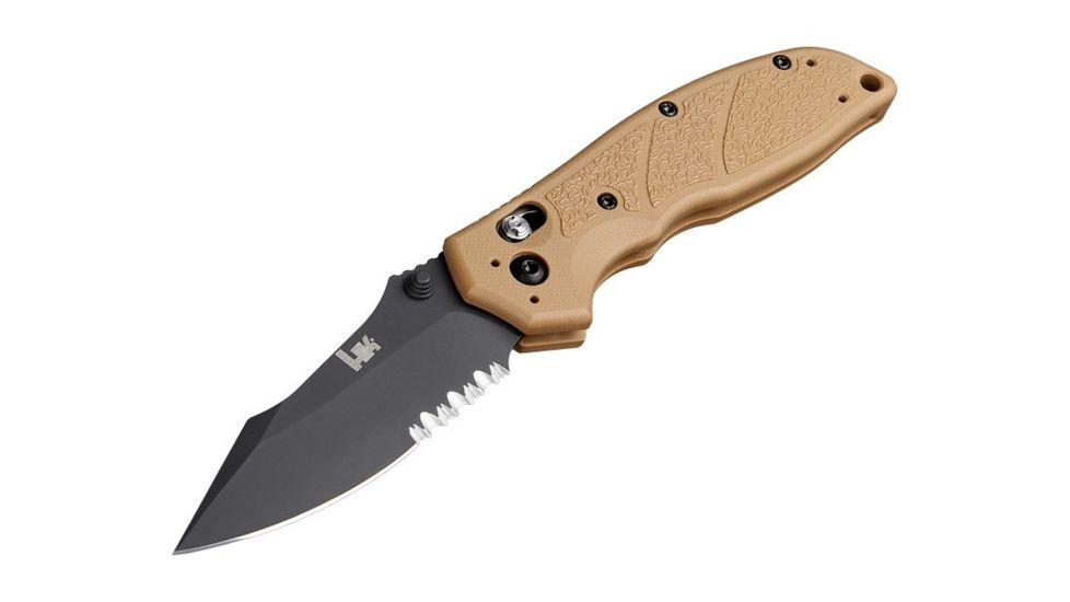 Hogue HK Exemplar 3.25in Pivot Lock Folder Clip Point Partially Serrated Blade, Black Finish, G10 Scales, Flat Dark Earth 54153