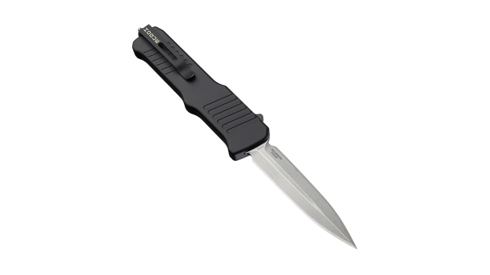 Hogue Incursion 3.9in Out the Front Automatic Folding Knife, Stainless Steel, Double Edge Blade, Black, NSN 1095-01-598-4471, 54060