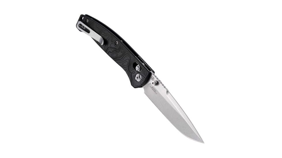 Hogue Mysto 3.4in ABLE Lock Folding Knife, CPM MagnaCut Stainless Steel, Drop Point Blade, Richlite Black Diamond/Metal Element Handle, 24457