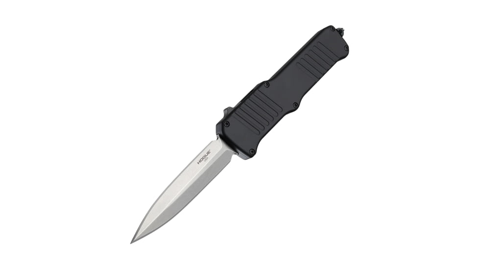 Hogue Incursion 3.9in Out the Front Automatic Folding Knife, Stainless Steel, Double Edge Blade, Black, NSN 1095-01-598-4471, 54060