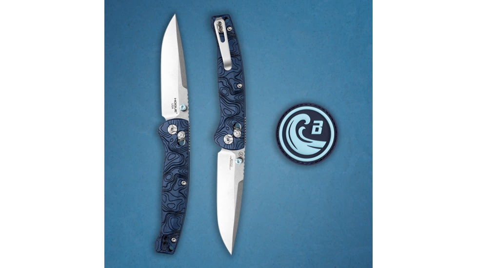 Hogue Mysto Folding Knife, 3.4in, CPM MagnaCut Stainless Steel, Clip Point, Blue Richlite Handle, 24456