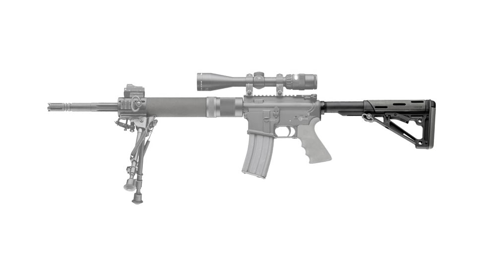 Hogue OverMolded Collapsible Buttstock, AR-15/ M16, Commercial Buffer Tube, Slate Grey, Universal, 15550