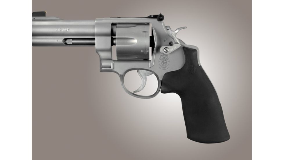 Hogue Rubber Conversion Grip - S&amp;W N Round Butt Rubber, NO Finger Grooves 25012