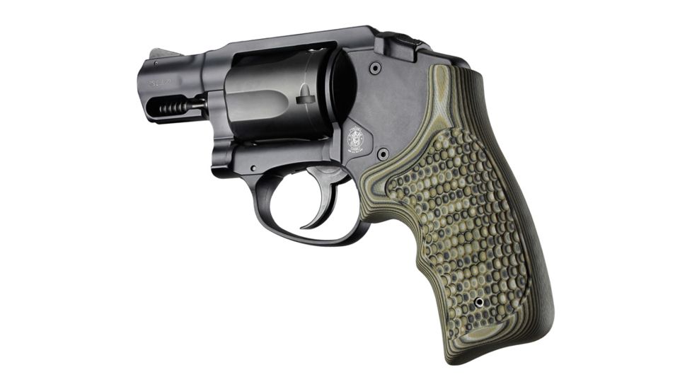 Hogue S&amp;W Bodyguard .38 Bantam Finger Groove Piranha Grip G10, G-Mascus Green 61128