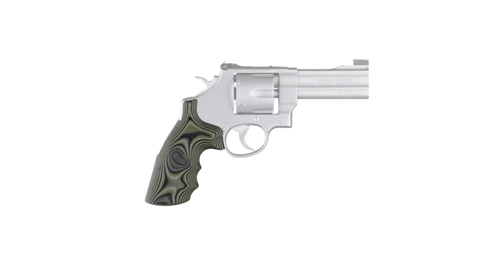 Hogue S&amp;W N-Frame Round Butt Grip w/ Conversion Finger Grooves, Smooth G-10 G-Mascus Green 190659