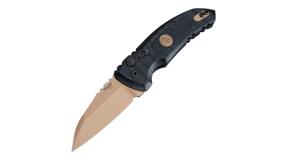Hogue SIG A01-MicroSwitch Emperor Scorpion Folder, 2.75in Wharncliffe Blade - FDE PVD Finish Solid Black G10 Frame, 16100