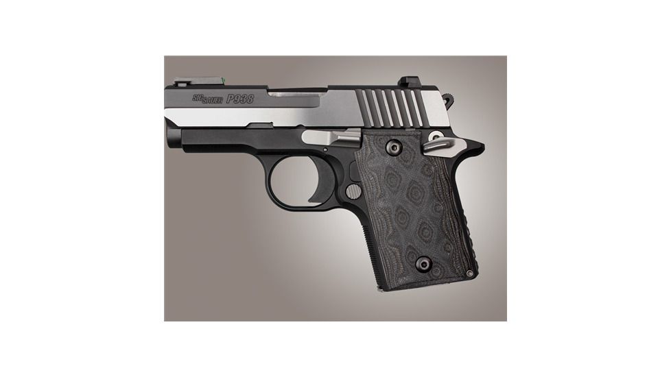 Hogue Sig P938 Rubber Grip, Ambidextrous, G10 G-Mascus Black/Gray 109746