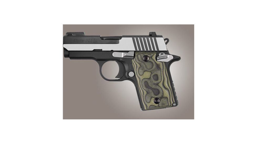 Hogue Sig P938 Rubber Grip, Ambidextrous, G10 G-Mascus Green 109747