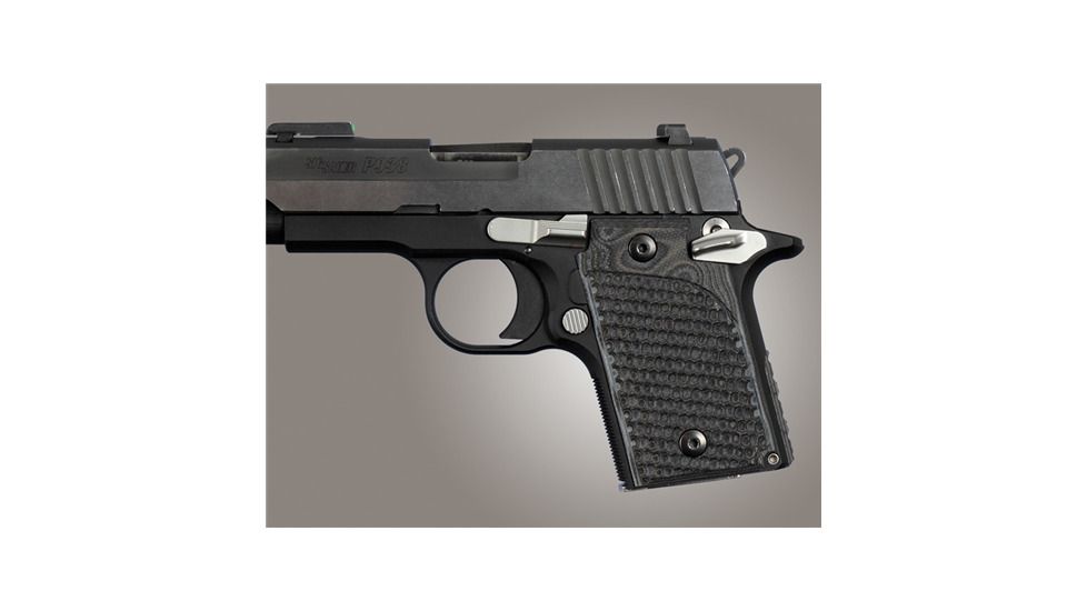 Hogue Sig P938 Rubber Grip, Ambidextrous, Pirahna G10 G-Mascus Black/Gray 109743
