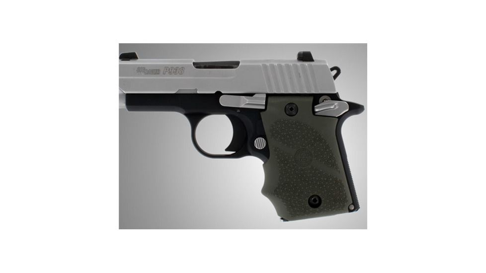 Hogue Sig P938 Rubber Grip, Ambidextrous, w/Finger Grooves OD Green 109740