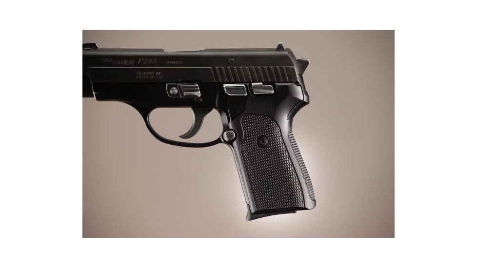 Hogue SIG Sauer P239 Checkered Aluminum - Brushed Gloss Black Anodized 31176