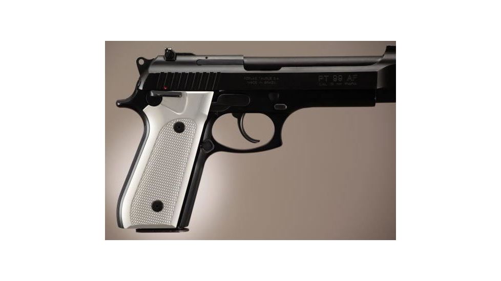 Hogue Taurus PT-99 PT-92 PT-100 PT-101 With Decocker Checkered Aluminum - Brushed Gloss Clear Anodized 99175