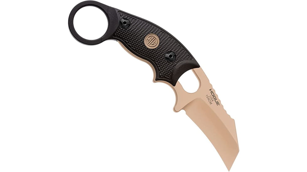 Hogue Trauma First Response Tool, 3.4in, Sheepsfoot Blade Partially Serrated, Black Cerakote Finish, Solid Black G10 Handle, 34770