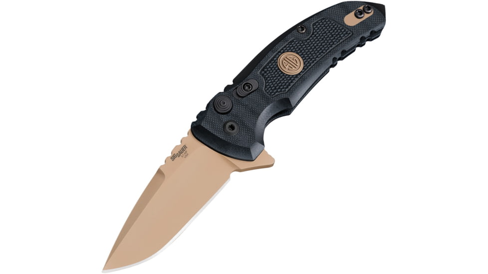 Hogue X1-MicroFlip Emperor Scorpion Folding Knife, 2.75in dark earth PVD coated CPM-154 stainless drop point blade, Black G10 handle, 16170