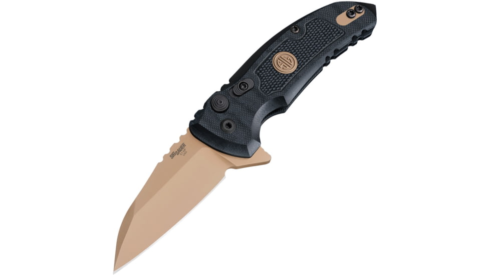 Hogue X1-MicroFlip Emperor Scorpion Folding Knife, 2.75in dark earth PVD coated CPM-154 stainless Wharncliffe blade, Black G10 handle, 16160