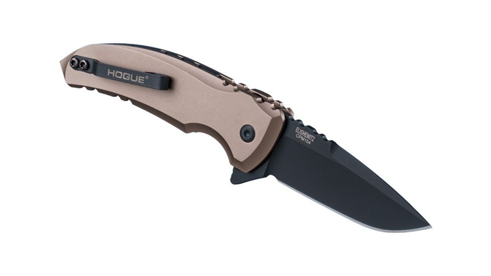 Hogue X1-Microflip Folding Knife, 2.75in Drop Point Blade, Black Finish Alum Frame, Matte Flat Dark Earth 24177