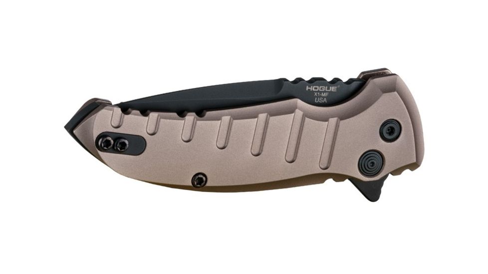 Hogue X1-Microflip Folding Knife, 2.75in Drop Point Blade, Black Finish Alum Frame, Matte Flat Dark Earth 24177