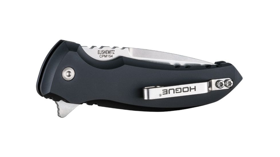 Hogue X1-Microflip Folding Knife, 2.75in Drop Point Blade, Tumble Finish Alum Frame, Matte Black 24170